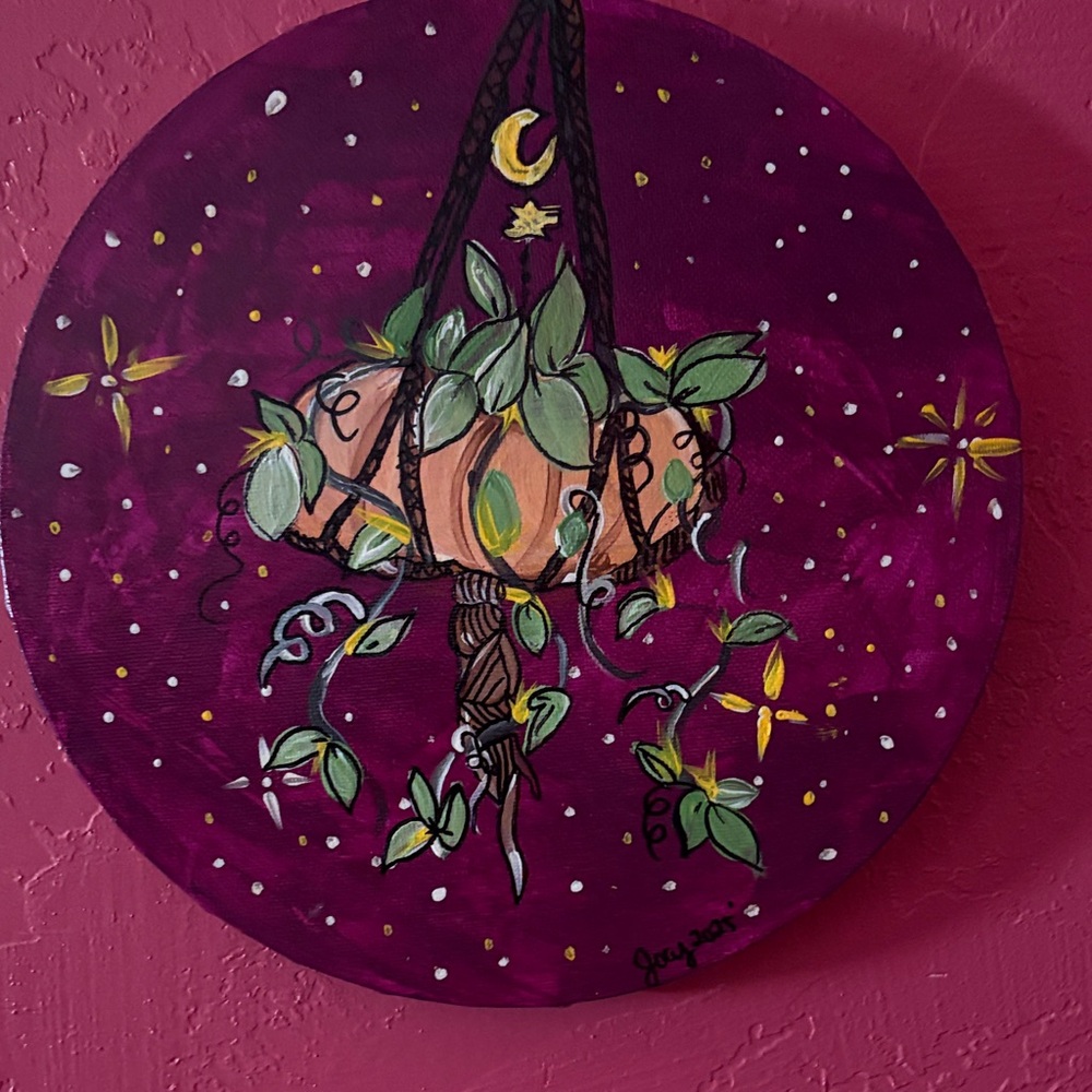 Purple and Green Hanging Plant Art